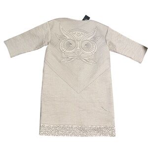 NWT Rara Avis by Iris Apfel Owl Patterned Quilted Calf-Length Coat Size Medium